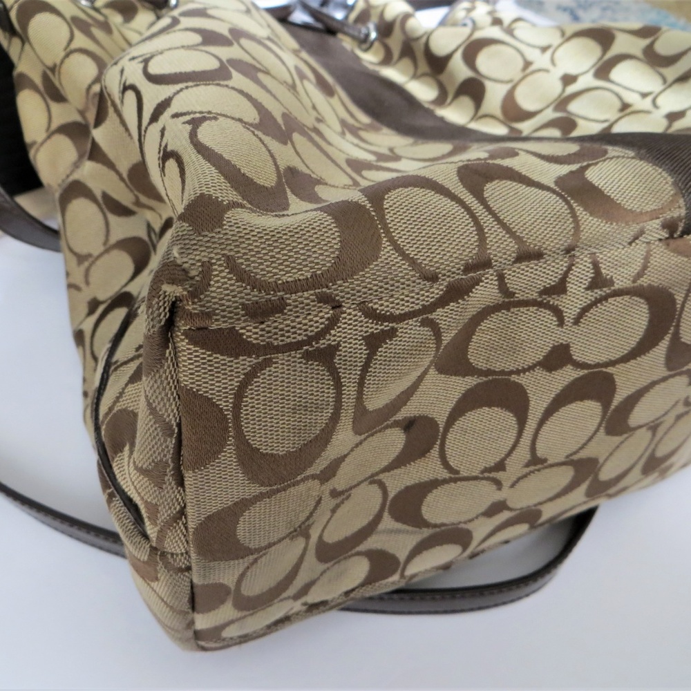 COACH SIGNATURE STRIPE DRAWSTRING SHOULDER BAG - Picture 3 of 7